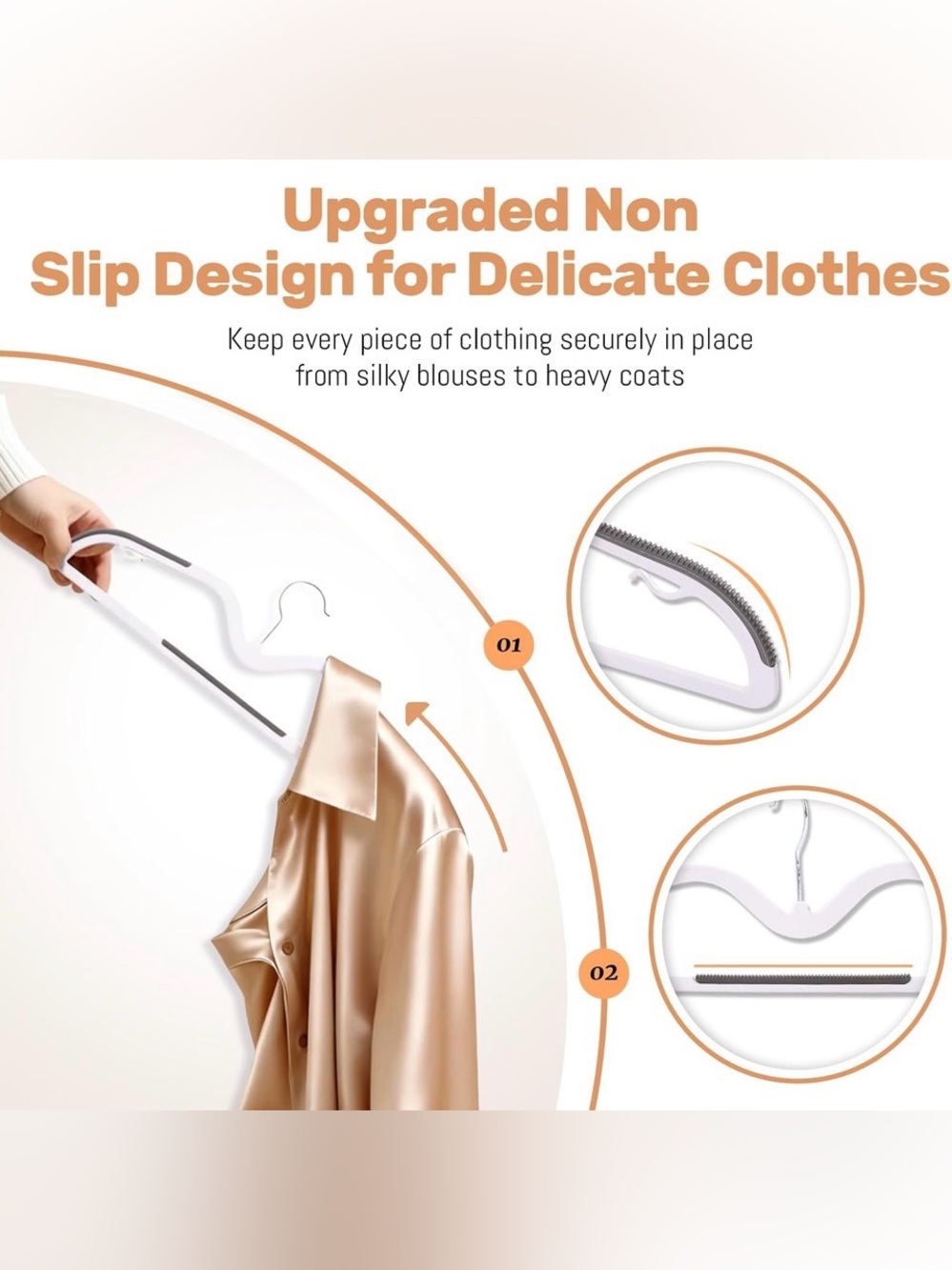 20 Pack Short Neck Plastic Hangers, Heavy Duty Clothes Hangers with Non-Slip Pad - Picture 4 of 7
